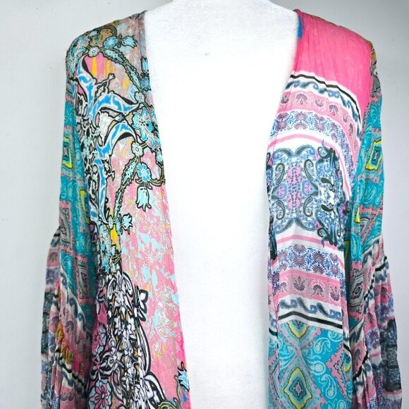 Anthropologie SAACHI Mystical Garden Open Front Ruffle Sleeve Kimono Cardigan - Picture 5 of 13